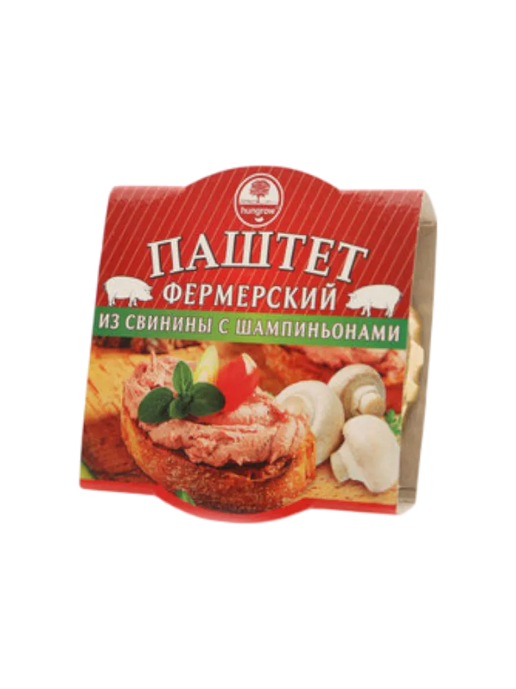 ПАШТЕТ HUNGROW ФЕРМЕРСКИЙ ИЗ СВИНИНЫ С ШАМПИНЬОНАМИ 90ГР