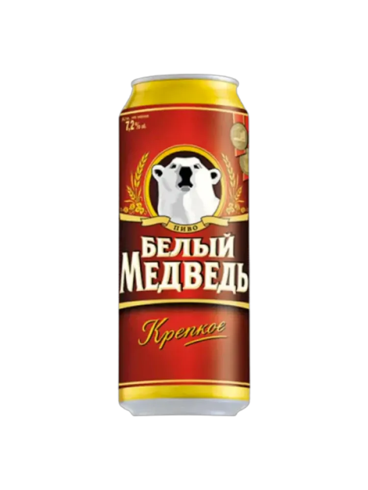 ПИВО БЕЛЫЙ МЕДВЕДЬ 0,9Л КРЕПКОЕ Ж/Б - фото 1