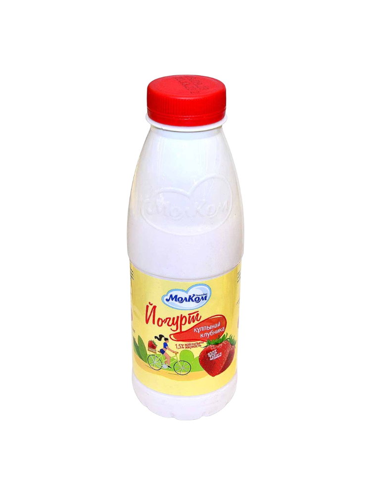 ЙОГУРТ МОЛКОМ ПИТЬЕВОЙ КЛУБНИКА 2,5% 450Г Т/П