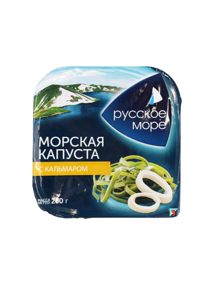 КАПУСТА МОРСКАЯ МАРИНОВАННАЯ С КУСОЧКАМИ КАЛЬМАРА 200Г