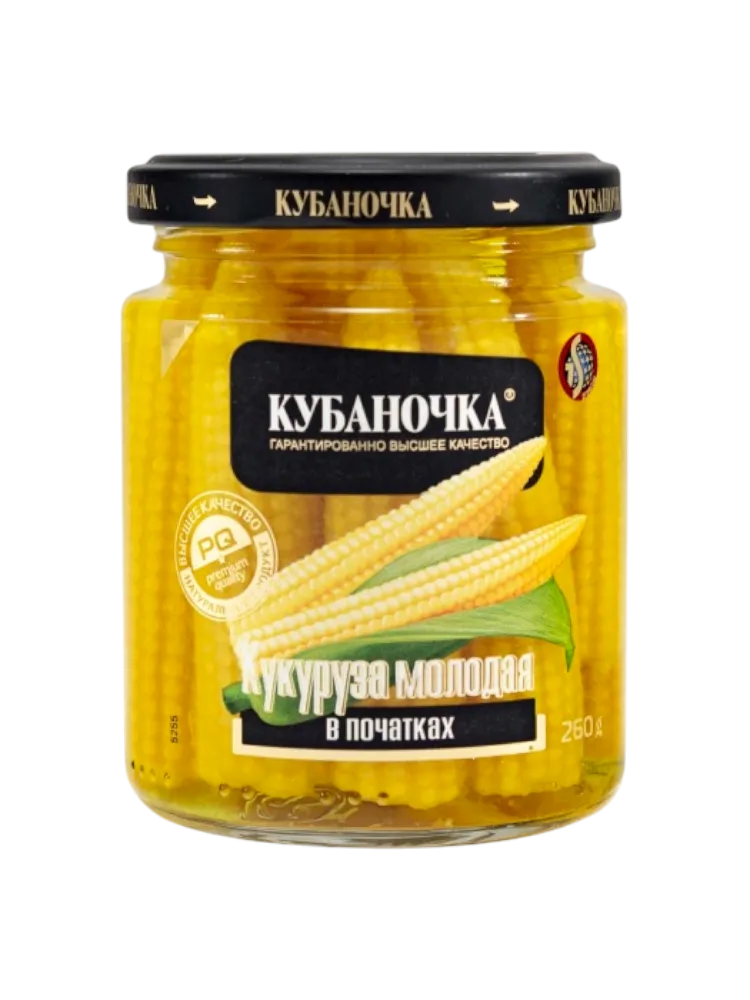 КУКУРУЗА КУБАНОЧКА 260Г МОЛОДАЯ В ПОЧАТКАХ