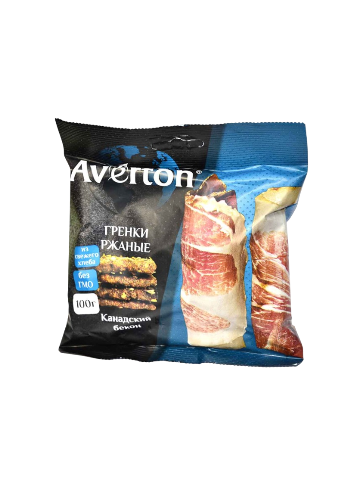 ГРЕНКИ РЖАНЫЕ СО ВКУСОМ БЕКОН AVERTON 100ГР 