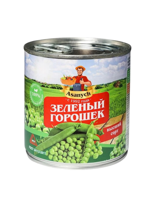 ЗЕЛЫНЫЙ ГОРОШЕК АСАНЫЧ 400Г Ж/Б КЛЮЧ