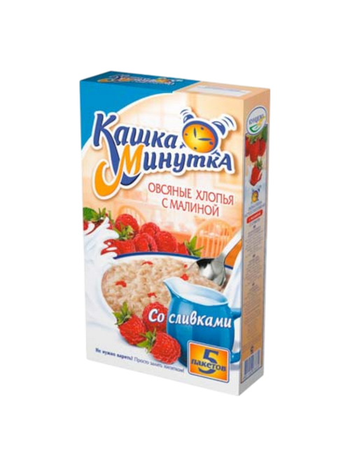 КАША МИНУТКА ОВСЯНАЯ СО СЛИВКАМИ 215ГР МАЛИНА