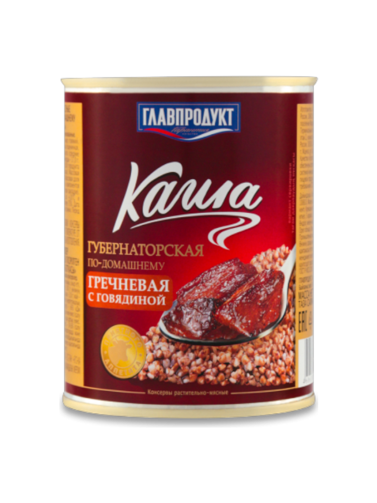 КОНСЕРВЫ ГЛАВПРОДУКТ 340Г КАША ГРЕЧНЕВАЯ ГУБЕРНАТОРСКАЯ Ж/Б  ГОВЯДИНА