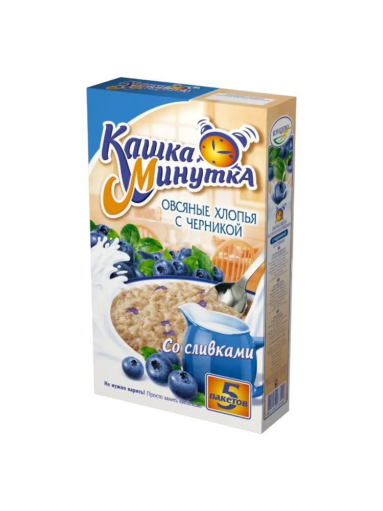 КАША МИНУТКА ОВСЯНАЯ СО СЛИВКАМИ 215ГР ЧЕРНИКА