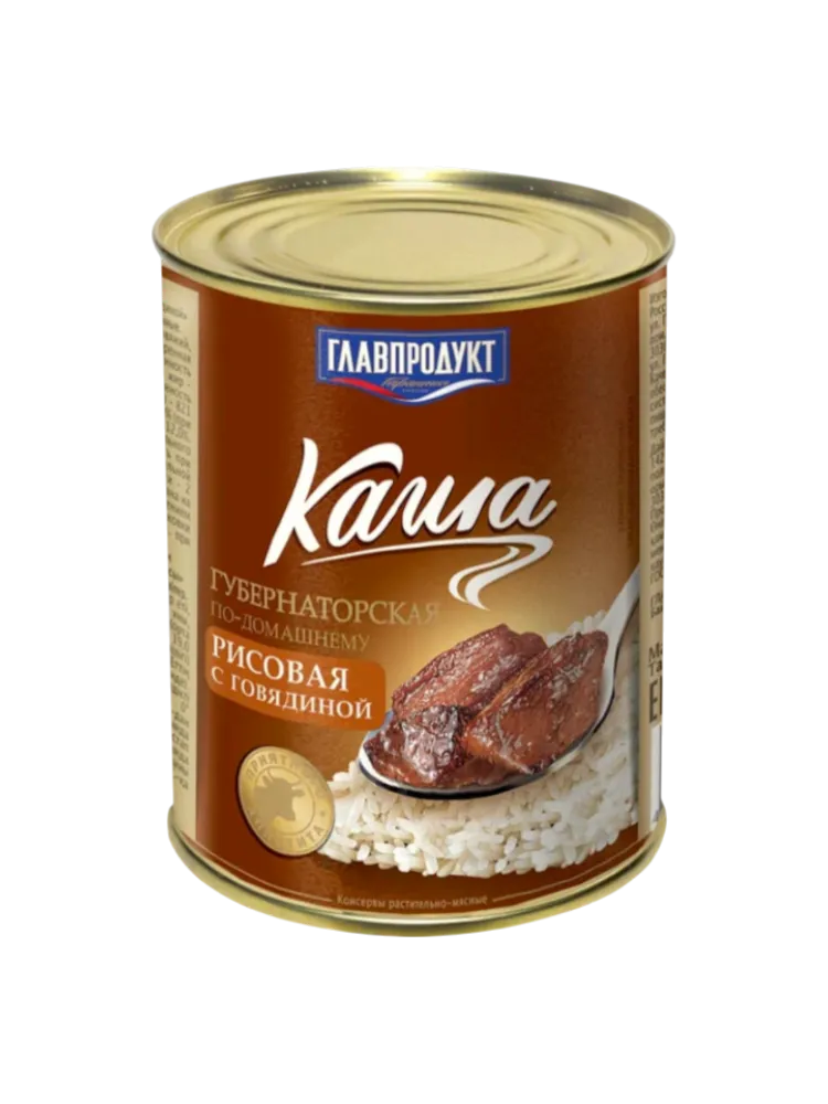 КОНСЕРВЫ ГЛАВПРОДУКТ 340Г КАША РИСОВАЯ ГУБЕРНАТОРСКАЯ Ж/Б  ГОВЯДИНА