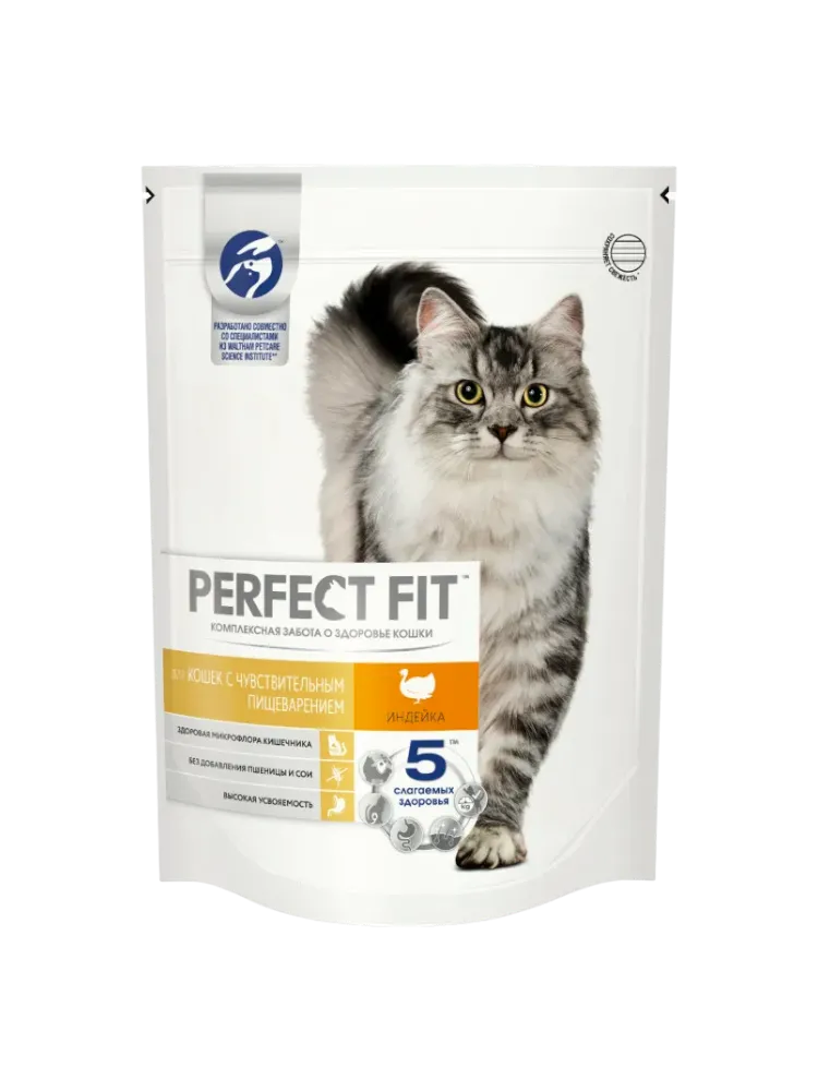 КОРМ Д/КОШЕК PERFECT FIT 650Г С ЧУВСТ ПИЩЕВАРЕНИЕМ ИНДЕЙКА