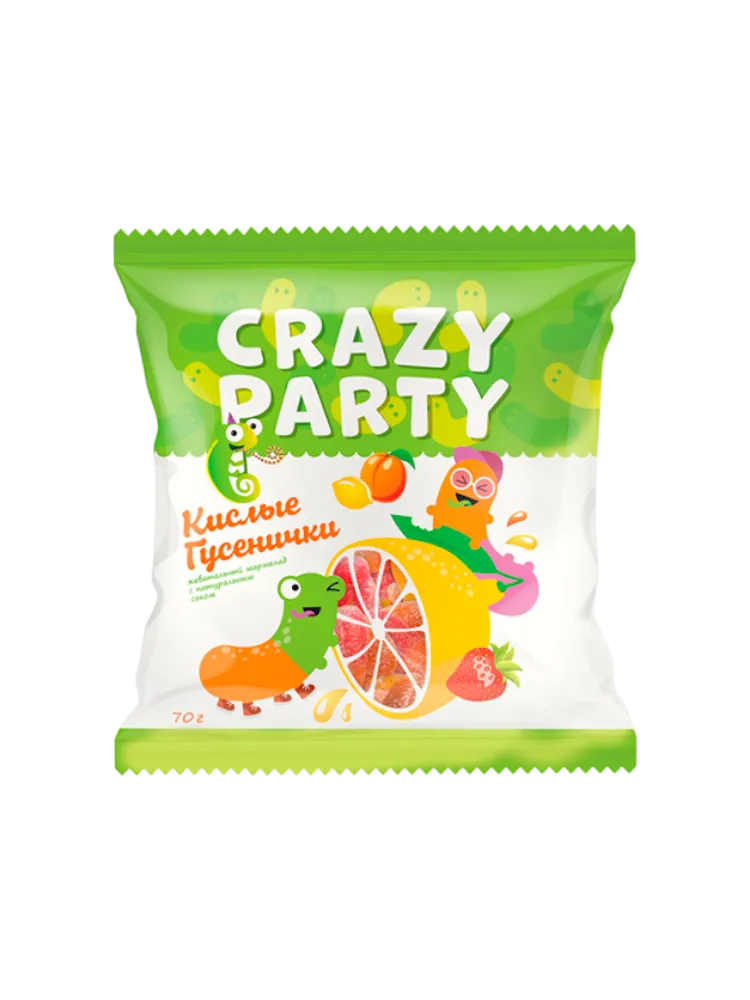 ЖЕВ МАРМЕЛАД CRAZY PARTY 70Г КИСЛЫЕ ГУСЕНИЧКИ
