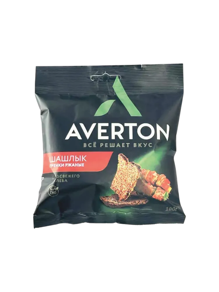 ГРЕНКИ РЖАНЫЕ СО ВКУСОМ ШАШЛЫК AVERTON 100ГР 