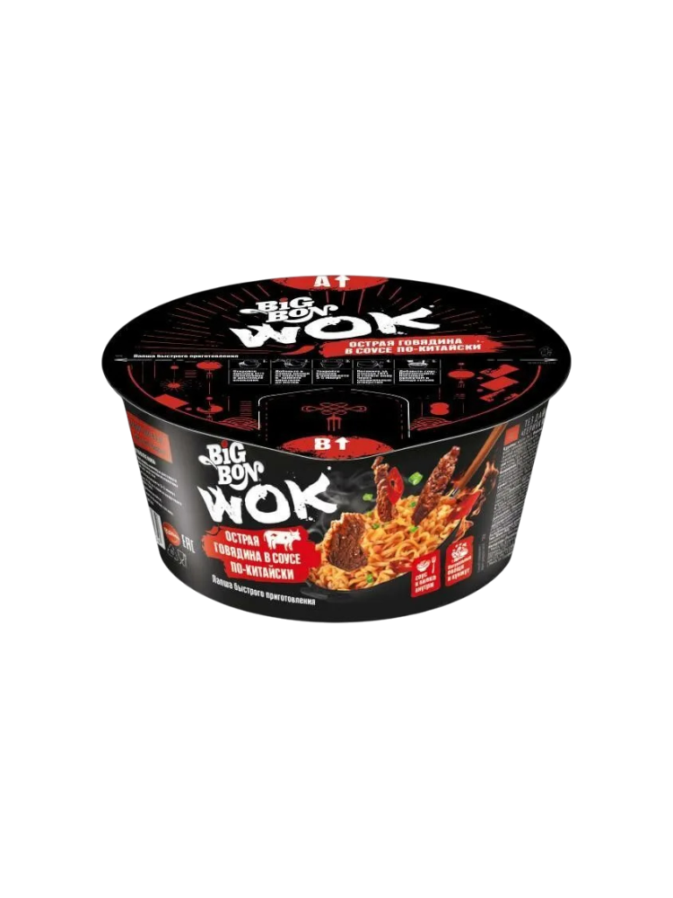 ЛАПША BIGBON WOK+ГОВЯДИНА 85Г ЧАШКА