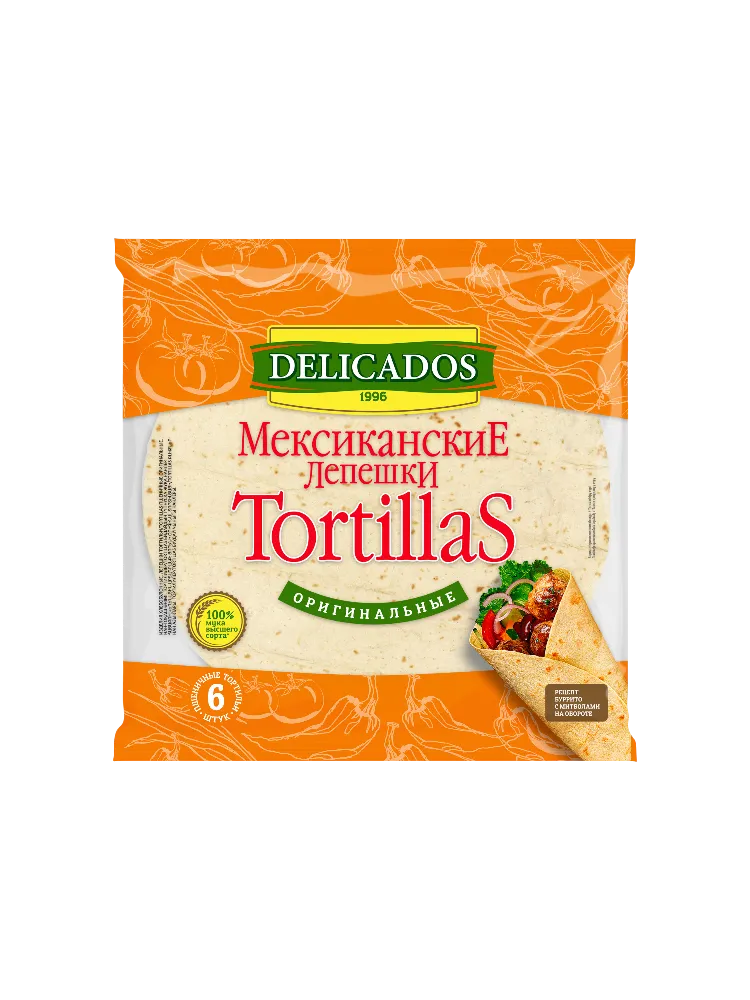 ЛЕПЕШКА DELICADOS TORTILLAS 400Г ОРИГИН ПШЕНИЧ
