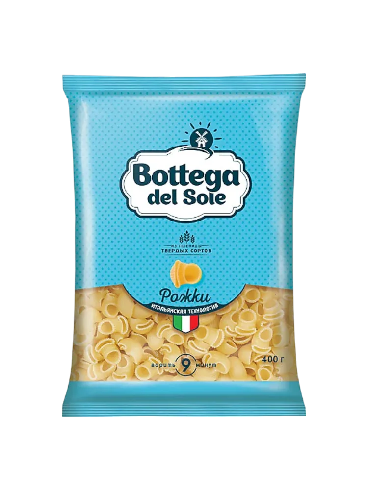 МАКАРОНЫ BOTTEGA DEL SOLE 400ГР РОЖКИ