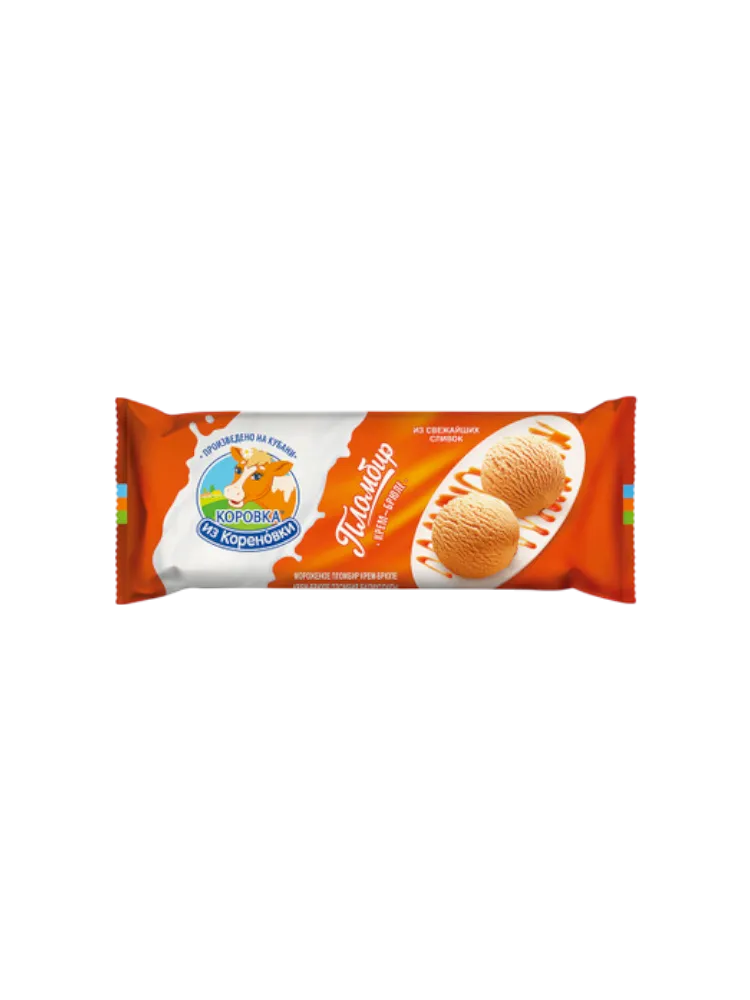 МОРОЖ КОРОВКА ИЗ КОРЕНОВКИ 400Г ПЛОМБИР КРЕМ-БРЮЛЕ ПАКЕТ