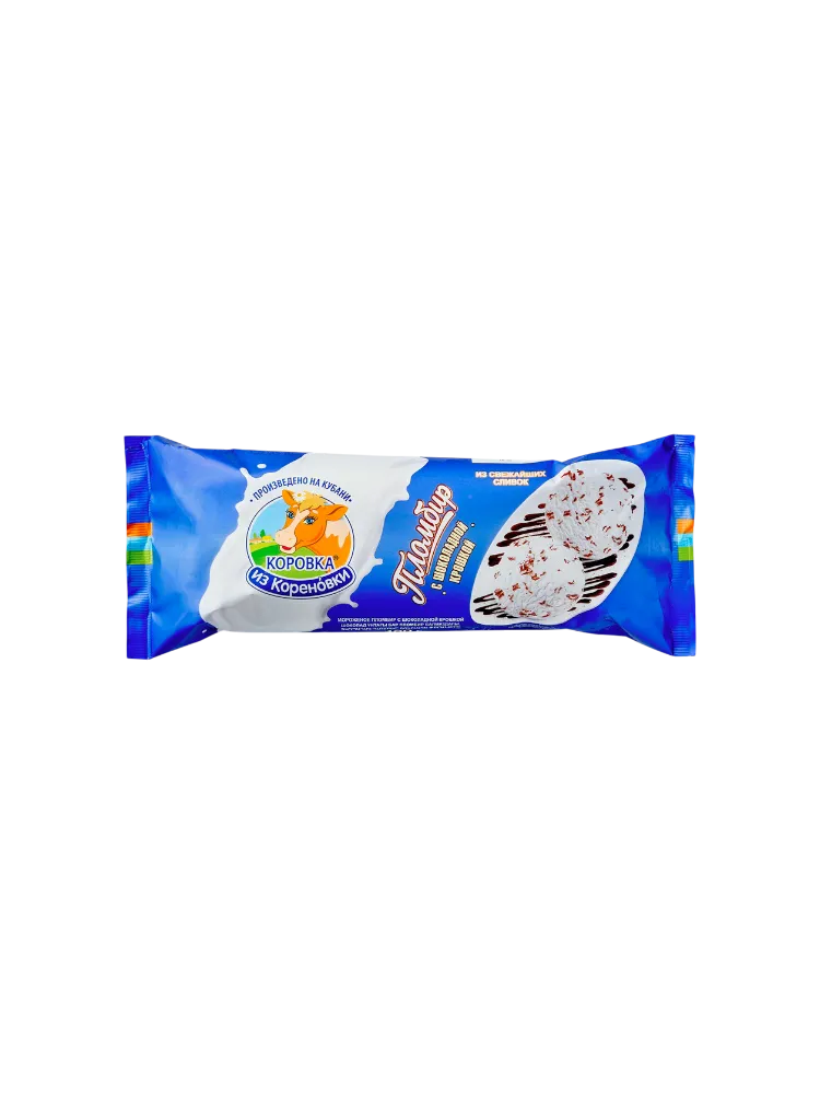 МОРОЖ КОРОВКА ИЗ КОРЕНОВКИ 400Г ПЛОМБИР С ШОК.КРОШКОЙ ПАКЕТ