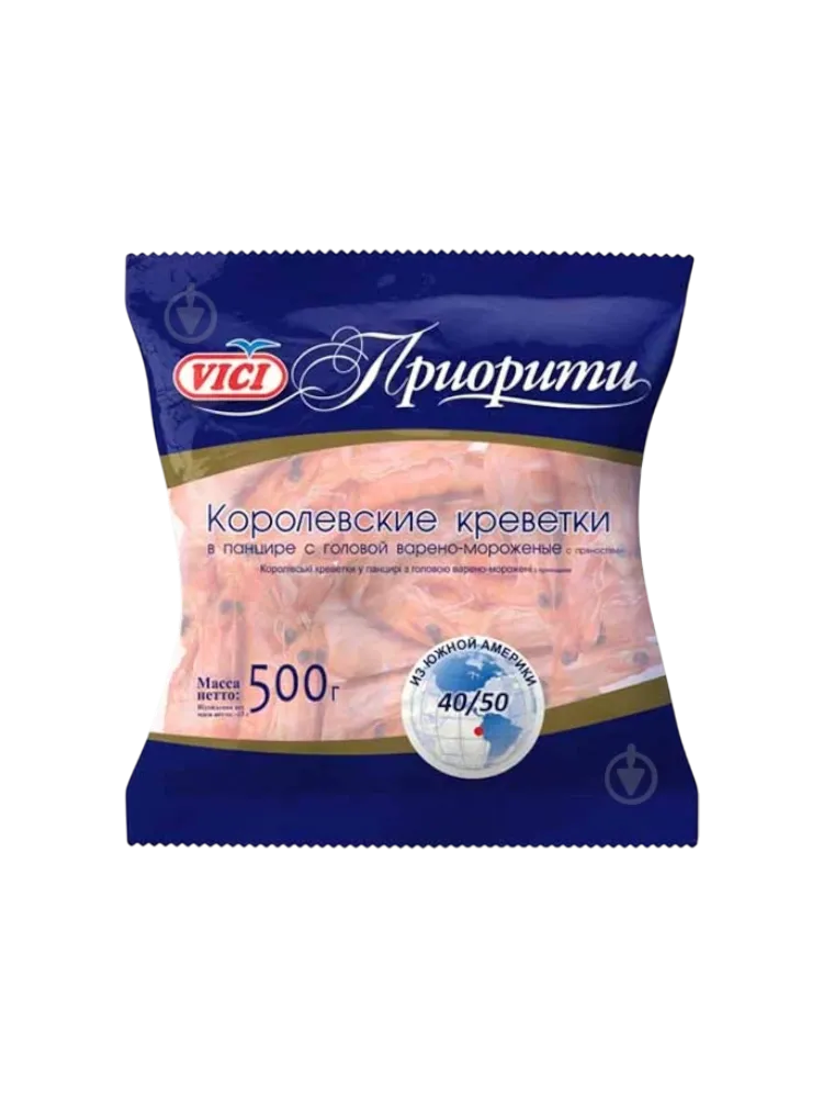 КРЕВЕТКИ VICI 500Г Б/Г В ПАНЦ В/М 40/50