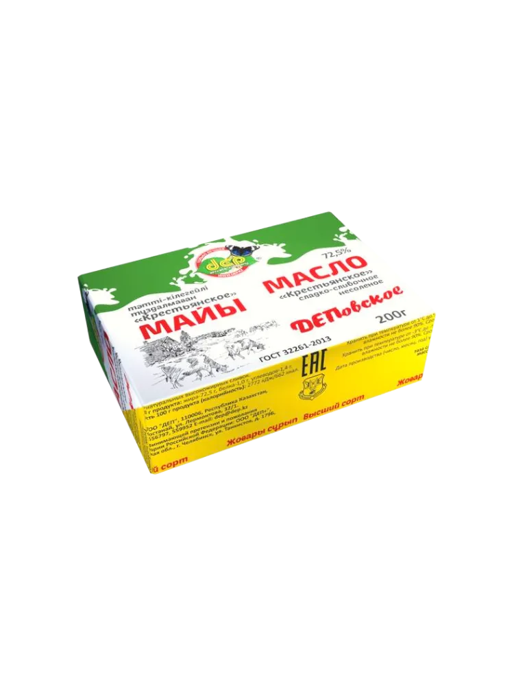МАСЛО ДЕП СЛИВ КРЕСТЬЯНСКОЕ 200Г 72.5% ФОЛЬГА