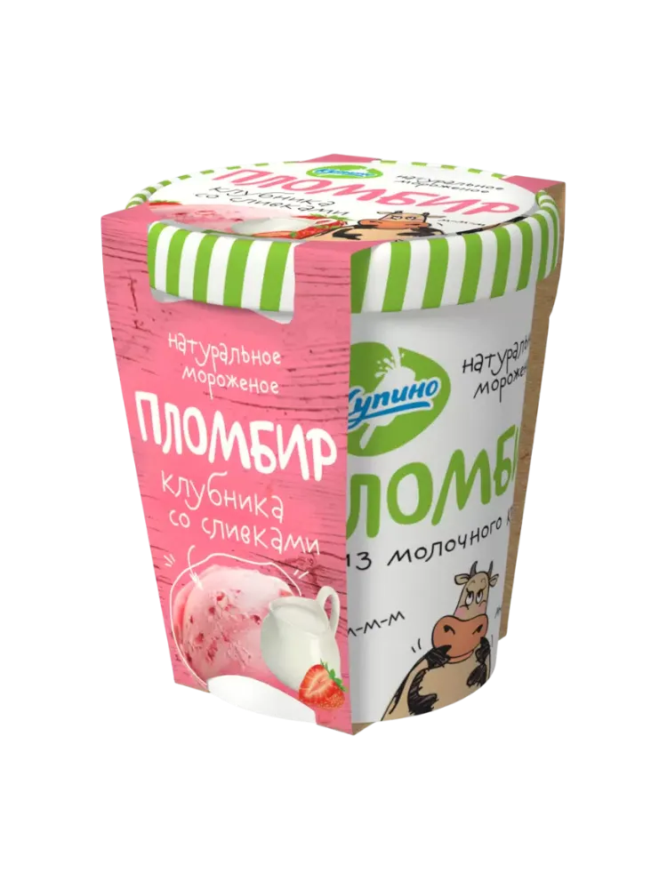 МОРОЖ КУПИНО 270Г ПЛОМБИР КЛУБНИКА СО СЛИВКАМИВЕДЕРКО