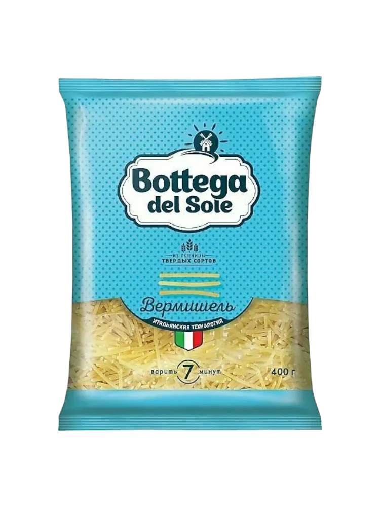МАКАРОНЫ BOTTEGA DEL SOLE 400ГР ВЕРМИШЕЛЬ