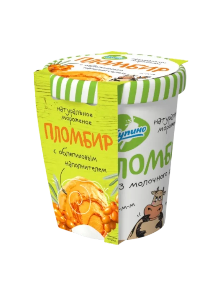 МОРОЖЕНОЕ КУПИНО ПЛОМБИР С ОБЛЕПИХОВЫМ НАПОЛНИТЕЛЕМ 270Г ВЕДРО