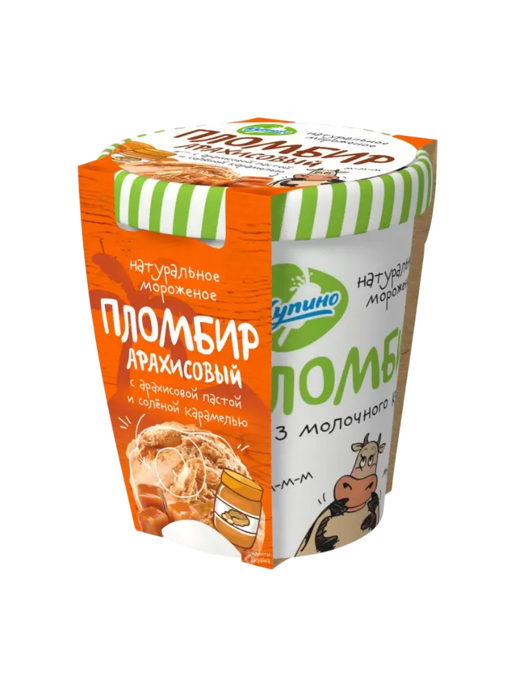 МОРОЖЕНОЕ КУПИНО ПЛОМБИР АРАХИС С СОЛ.КАРАМЕЛЬЮ 270Г ВЕДРО