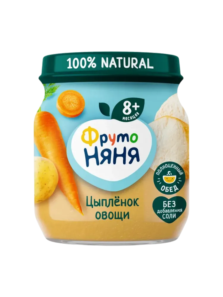 ПЮРЕ ФРУТОНЯНЯ 100Г ЦЫПЛЕНОК/РИС/ОВОЩИ