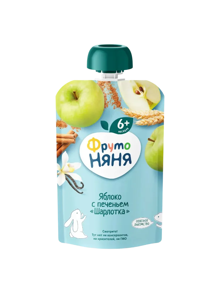 ПЮРЕ ФРУТОНЯНЯ ИЗ ЯБЛОК С ПЕЧЕНЬЕМ ШАРЛОТКА 90Г 