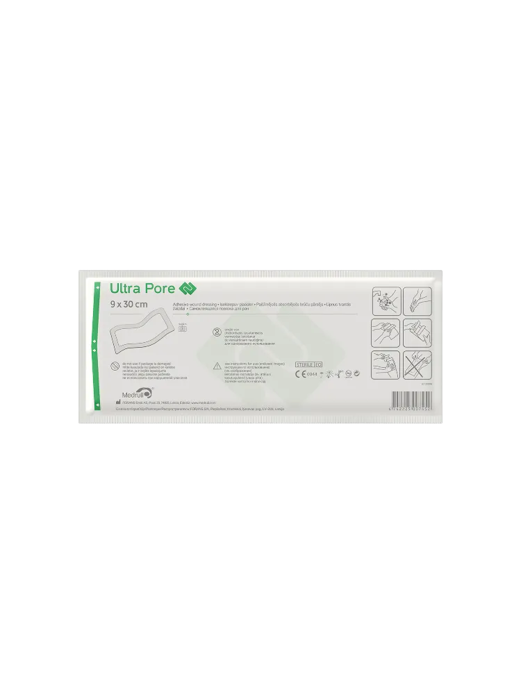 Повязка  для  ран Medrul  Ultra Pore самоклеющаяся  9x30 см