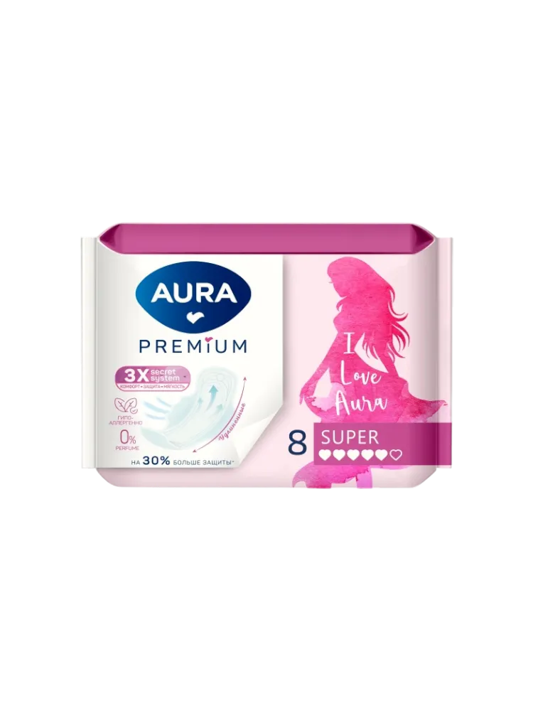 ПРОКЛАДКИ ГИГИЕНИЧЕСКИЕ AURA PREMIUM SUPER 8ШТ