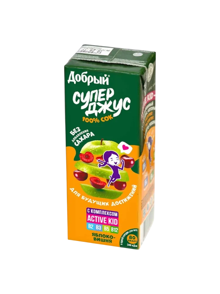 СОК ДОБРЫЙ ЯБЛОКО-ВИШНЯ ACTIVE KID 0,2Л 