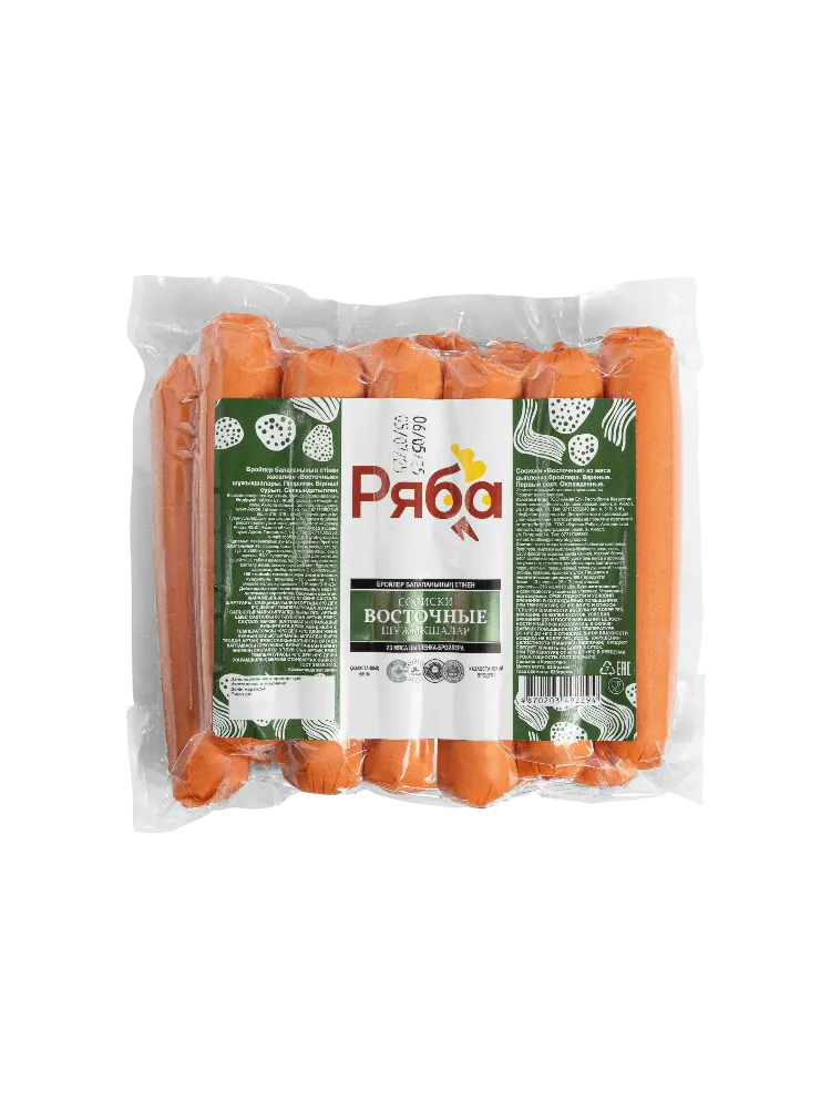 СОСИСКИ КУРОЧКА РЯБА КУРИНЫЕ ВОСТОЧНЫЕ 820Г