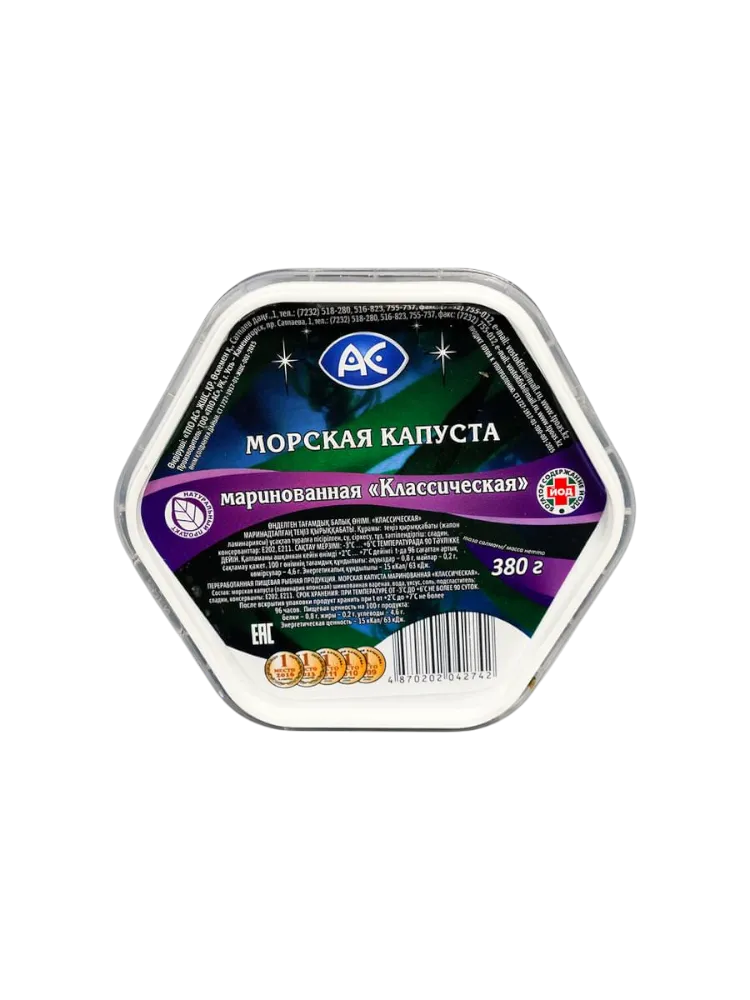САЛАТ ИЗ МОРСКОЙ КАПУСТЫ 380Г КЛАССИЧЕСКИЙ АС