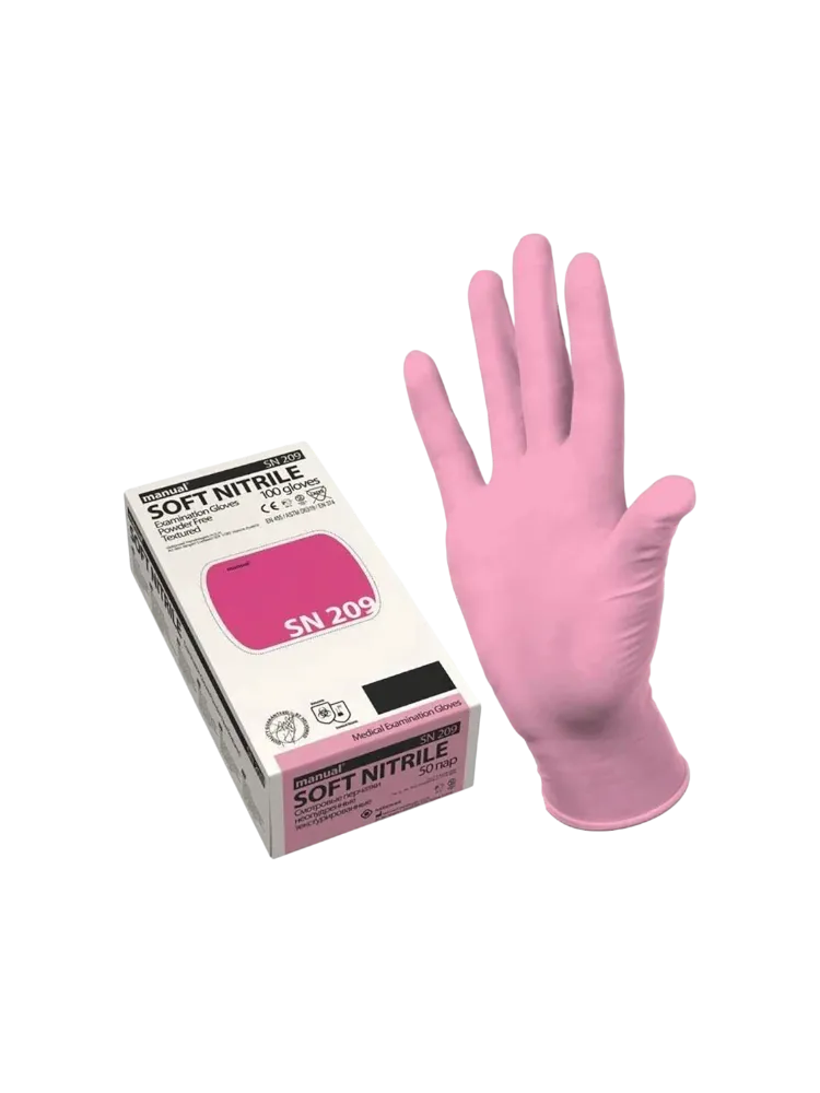Перчатки Manual SN209  нитрил.  р-р S розовые