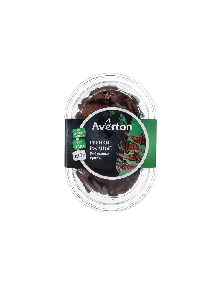 СУХАРИКИ РЖАНЫЕ AVERTON 100Г РЕБРЫШКИ ГРИЛЬ