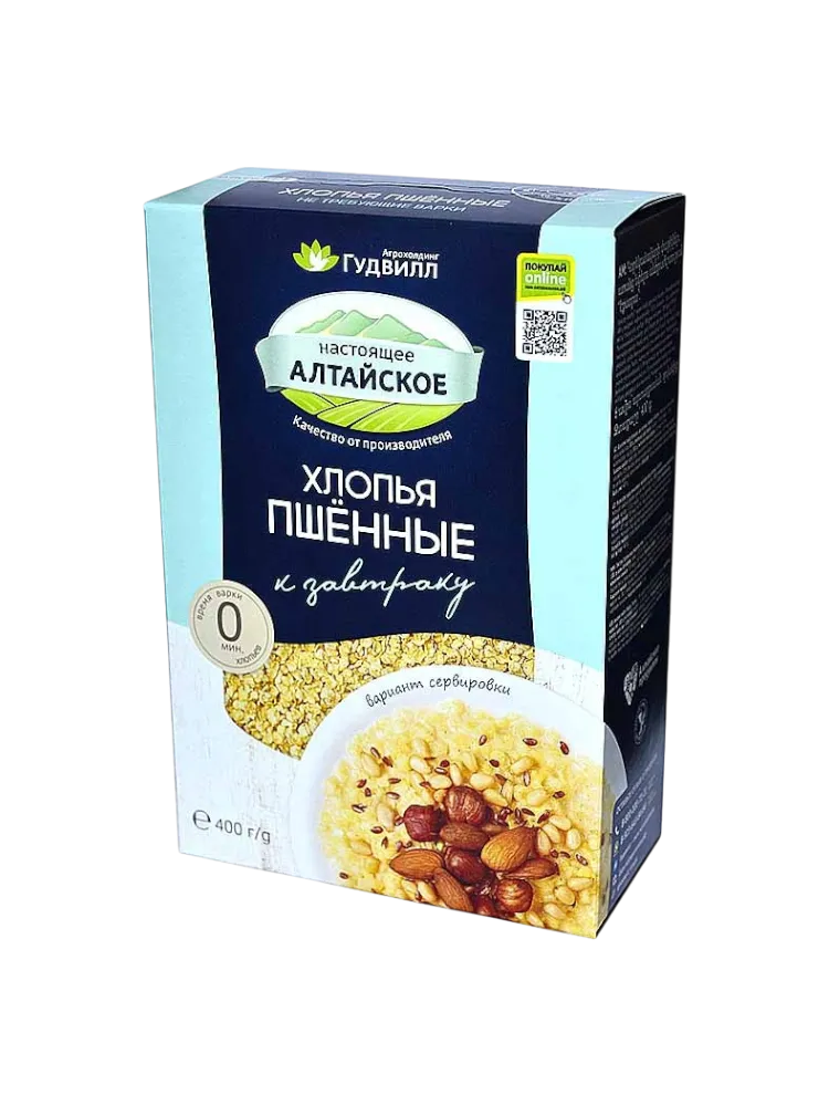 ХЛОПЬЯ  ПШЕННЫЕ НЕ ТРЕБ ВАРКИ 400Г