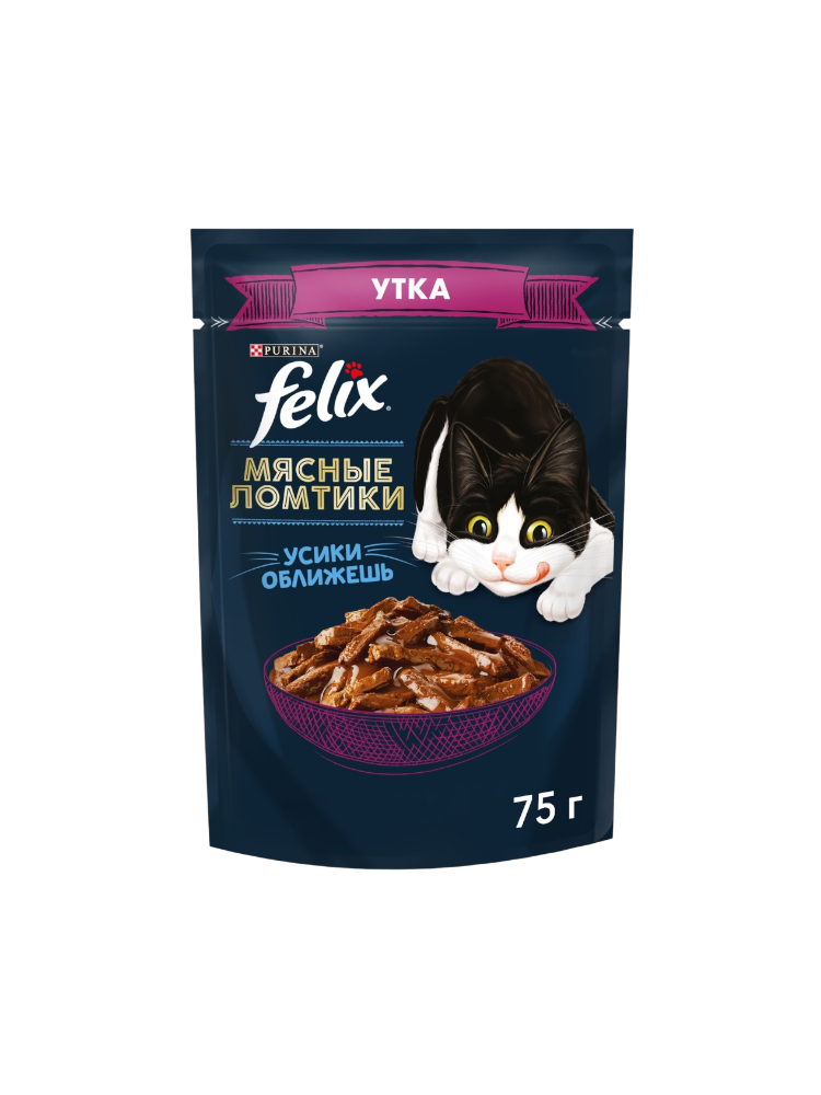 Корм Felix Мясные ломтики кусочки в соусе утка 75 г 1 шт