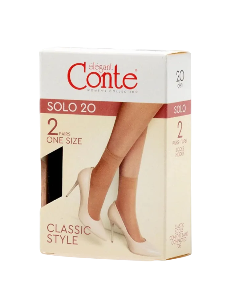 НОСКИ ЖЕН CONTE ELEGANT SOLO 20 Р23-25 NERO 2ПАРЫ