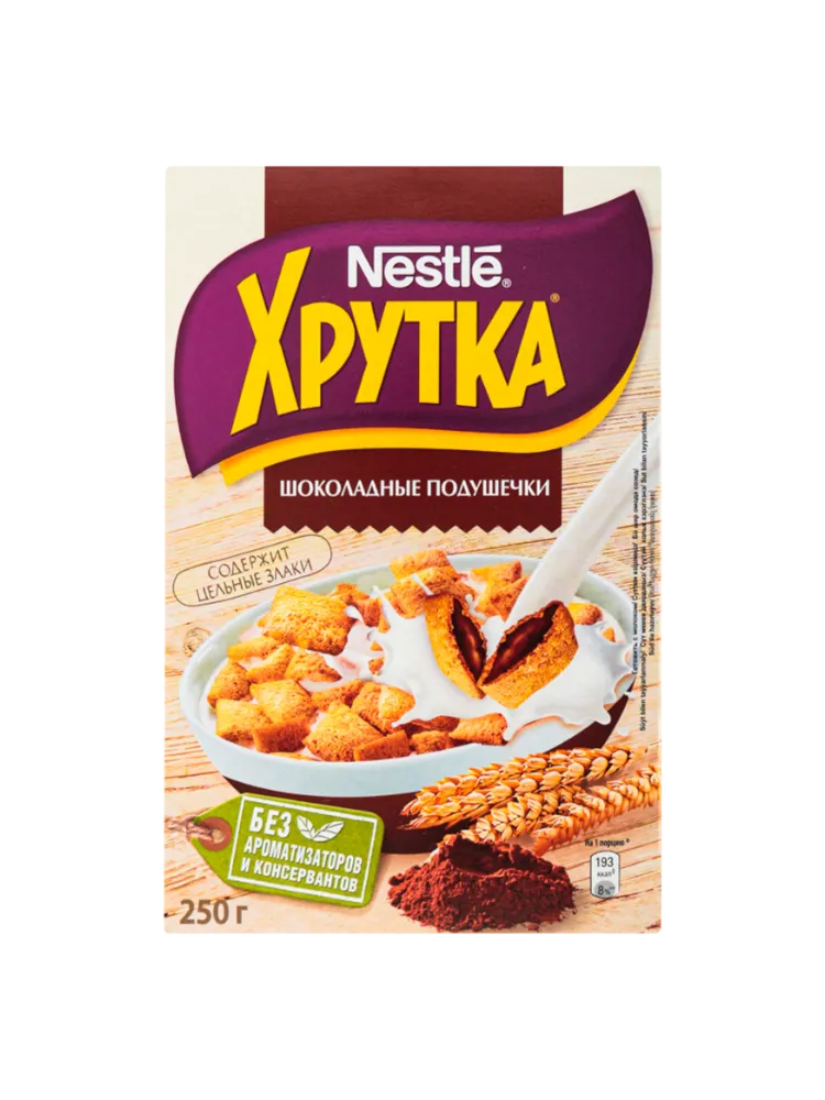 СУХ ЗАВТРАК NESTLE ХРУТКА 250Г ПОДУШ ШОКОЛАД 