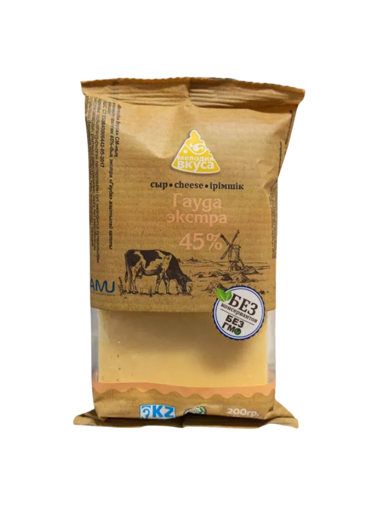 СЫР МЕЛОДИЯ ВКУСА ГАУДА ЭКСТРА ТВ 45% 200Г
