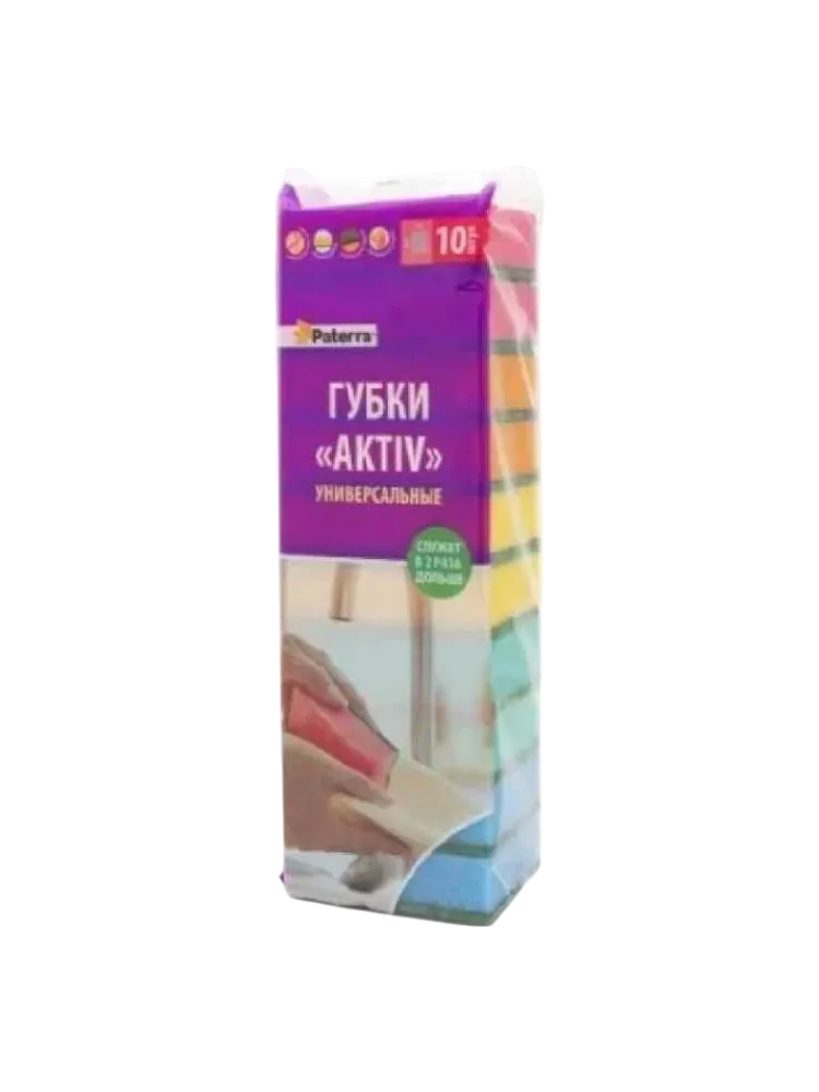 ГУБКА PATERRA ACTIV УНИВЕРСАЛЬНЫЕ 10ШТ 60*90ММ