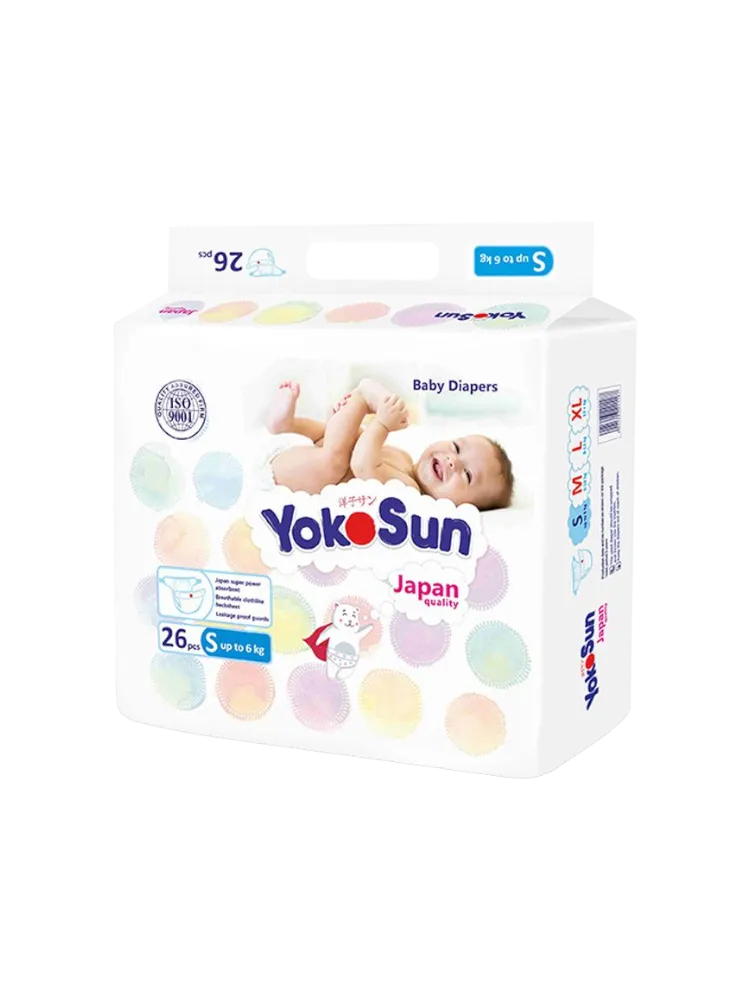 Подгузники YokoSun на липучках S (до 6  кг) 26 шт