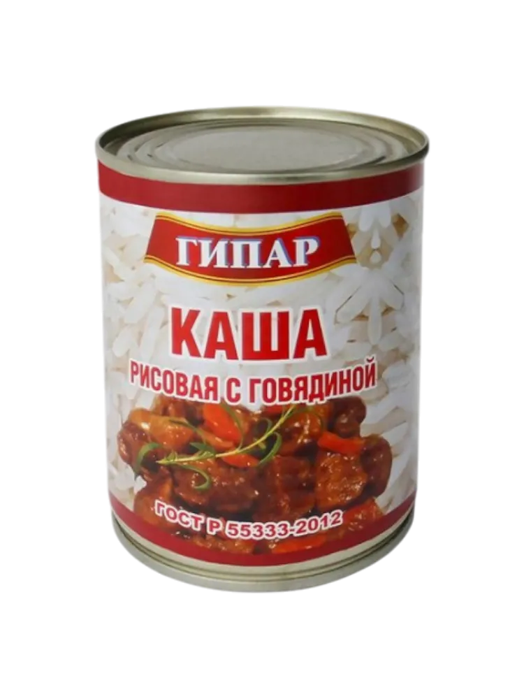 КОНСЕРВЫ КАША ГИПАР 340Г БОГАТЫРСКАЯ РИСОВАЯ СО ВКУСОМ ГОВЯДИНЫ