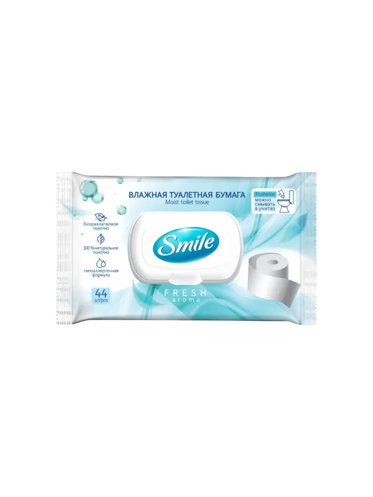Влажная Туалетная Бумага Smile д/взрослых Sensitive 44 шт 