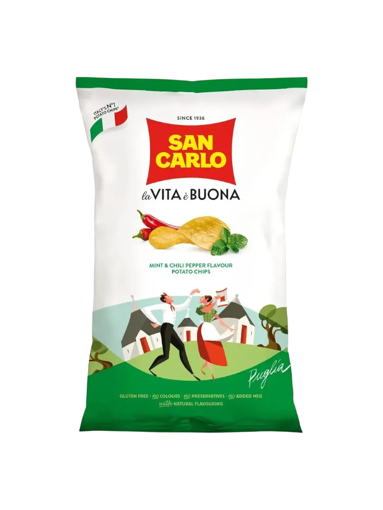 ЧИПСЫ SAN CARLO МЯТА И ОСТРЫЙ ПЕРЕЦ 150Г 