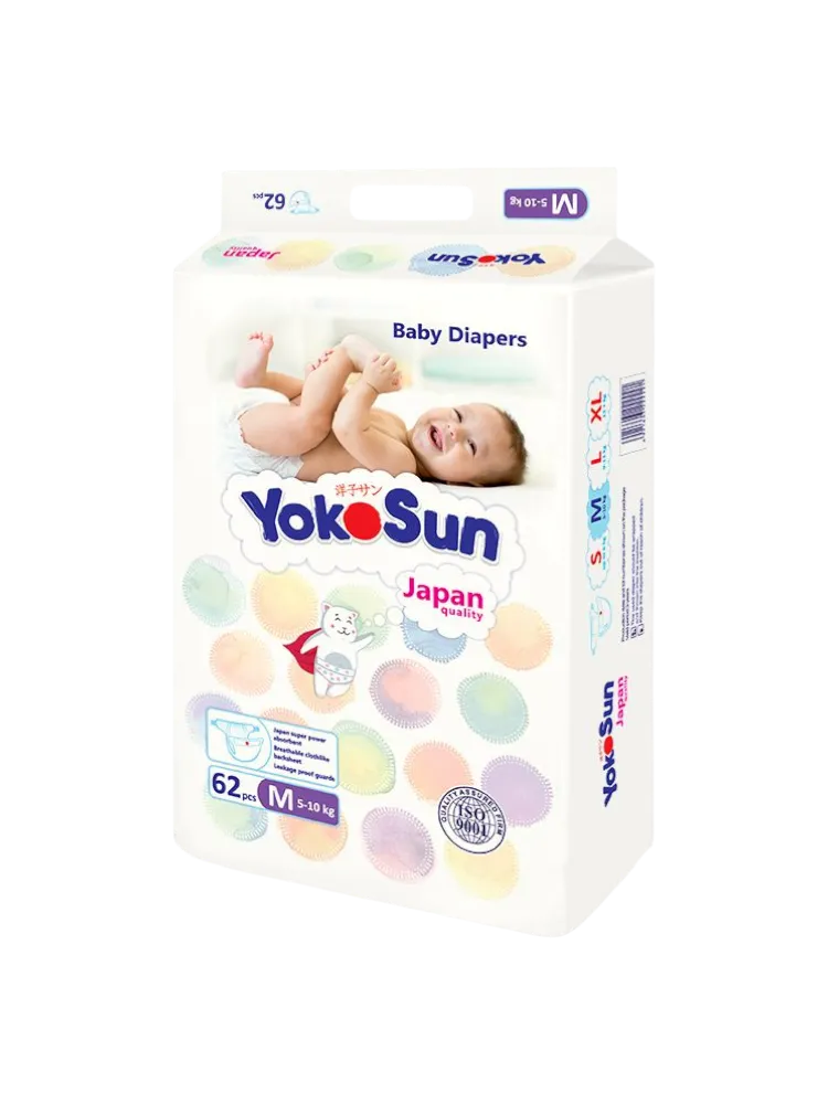 Подгузники YokoSun на липучках, размер М (5-10 кг), 62 шт.