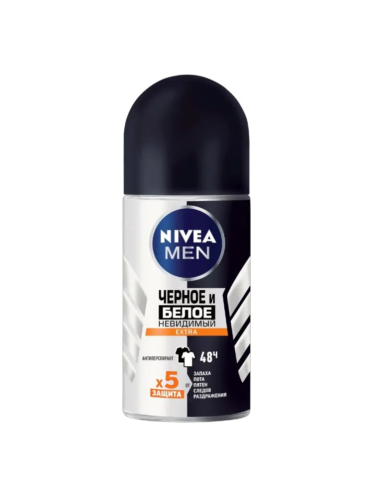 АНТИПЕРСПИРАНТ NIVEA 50МЛ EXTRA ЧЕРН/БЕЛ НЕВИДИМ МУЖ