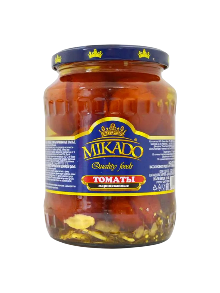 ТОМАТЫ MIKADO 720МЛ МАРИНОВАННЫЕ СТ/Б