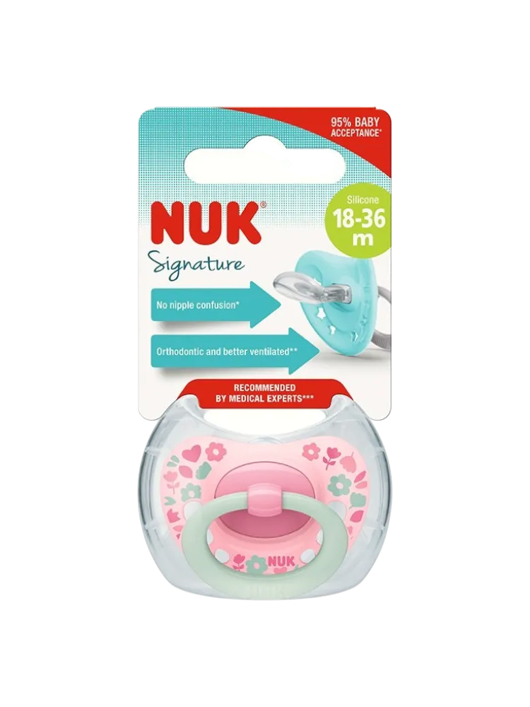 Пустышка NUK Signature силикон 18-36мес 2шт