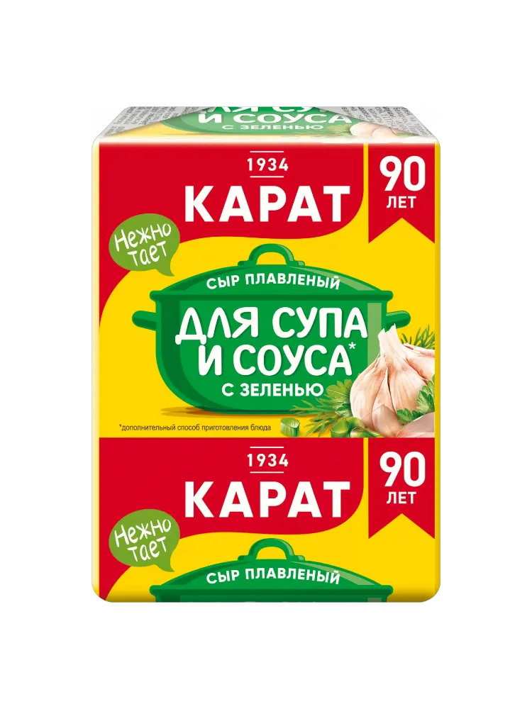 СЫР ПЛАВЛЕНЫЙ КАРАТ 90Г 45% С ЗЕЛЕНЬЮ
