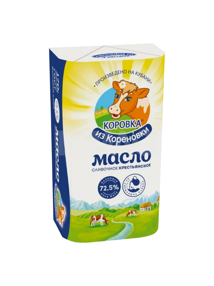 МАСЛО СЛИВОЧНОЕ КОРОВКА ИЗ КОРЕНОВКИ ТРАЦИЦИОННОЕ 72,5% 170Г(12)